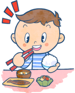 食事をする子供のイラスト