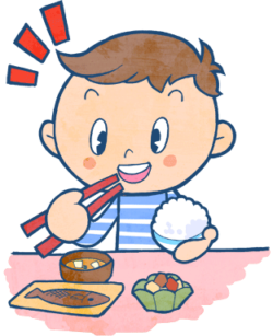 食事をする子供のイラスト
