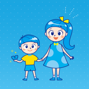 プレオルソを持つ子供のイラスト