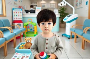 歯医者に行く3歳児の男の子